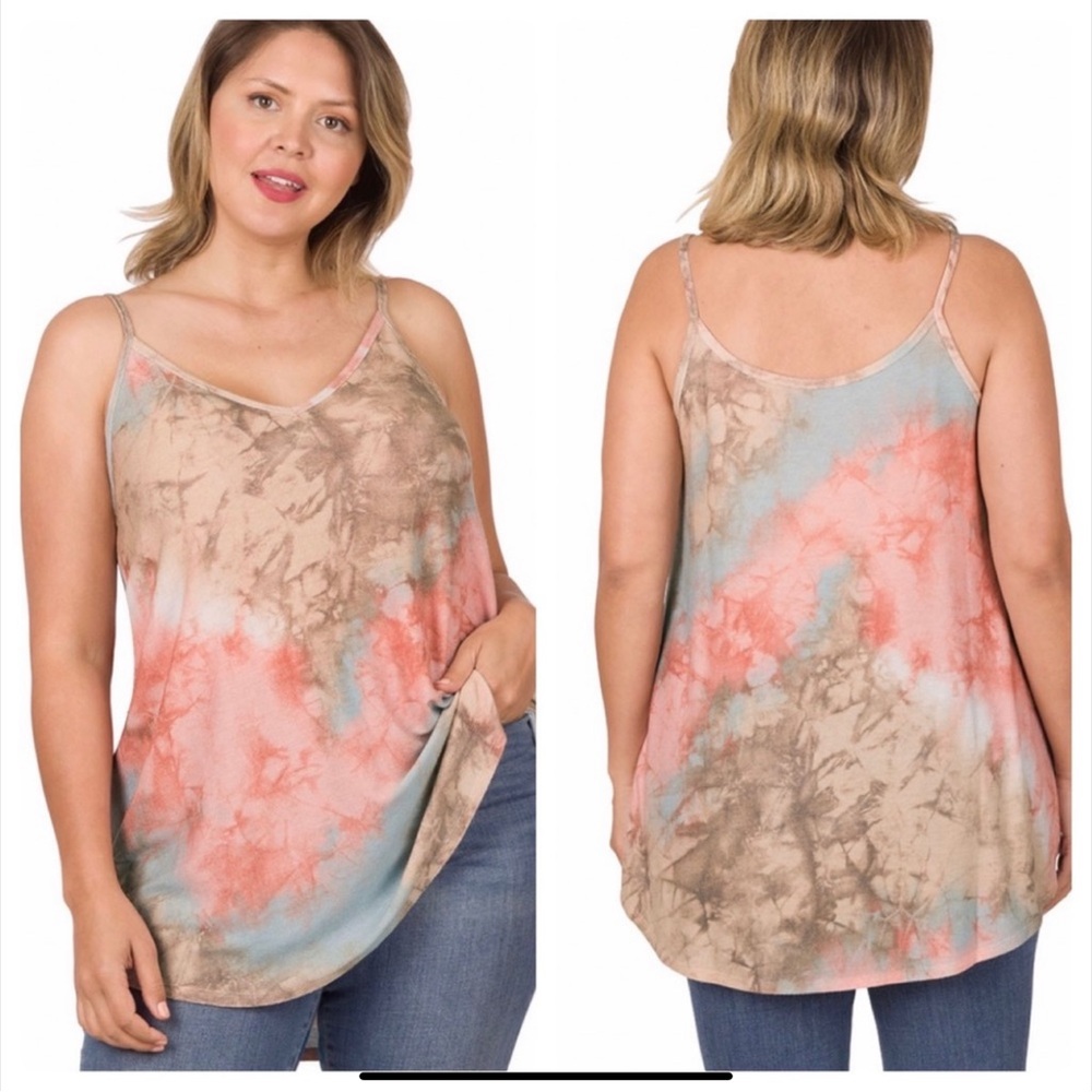 REVERSE TIE V NECK RAINBOW TOP